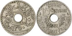 World Coins - Tunisia, Ahmad Pasha Bey, 10 Centimes, AH1350/1931, Paris, Nickel-Bronze