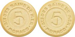 World Coins - Monaco, Token, Jeu, Jeton de Casino 5 Francs, Société des Bains de Mer, Sports