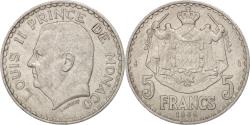 World Coins - Coin, Monaco, Louis II, 5 Francs, 1945, , Aluminum, KM:122