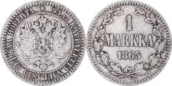 World Coins - Coin, Finland, Alexander II, Markka, 1865, Helsinki, , Silver, KM:3.1