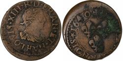 World Coins - France, Louis XIII, Double Tournois, 1640, La Rochelle, Copper,