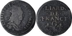 World Coins - France, Louis XIII, Liard de France, 1656, Lusignan, , Copper, C2G:102