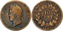 World Coins - French Antilles, Louis-Philippe I, 10 Centimes, 1841, Paris, Bronze,