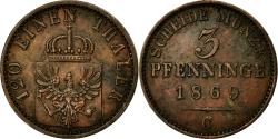 World Coins - Coin, German States, PRUSSIA, Wilhelm I, 3 Pfennig, 1869, Cleves,