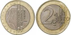 World Coins - Netherlands, Beatrix, 2 Euro, 2001, Utrecht, planchet error struck on 1 Euro