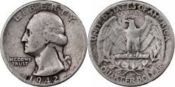 Us Coins - United States, Quarter, Washington Quarter, 1942, U.S. Mint, Silver,