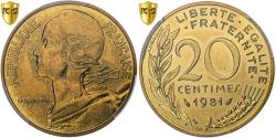 World Coins - France, 20 Centimes, Marianne, 1981, Paris, Aluminum-Bronze, PCGS,