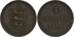 World Coins - Guernsey, 4 Doubles, 1830, Heaton, Copper, , KM:2