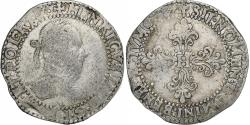 World Coins - France, Henri III, 1/2 franc au col gaufré, 1587, Paris, Silver,