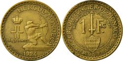 World Coins - Coin, Monaco, Louis II, Franc, 1924, Poissy, , Aluminum-Bronze, KM:111