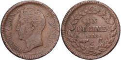 World Coins - Monaco, Honore V, 1 Décime, 1838, Monaco, Bronze, , Gadoury:MC105
