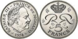 World Coins - Monaco, Rainier III, 5 Francs, 1974, Paris, Chouette, Copper-nickel,