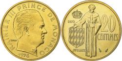 World Coins - Monaco, Rainier III, 20 Centimes, 1976, MDP, série FDC, Cupro-Aluminium