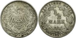 World Coins - Coin, GERMANY - EMPIRE, 1/2 Mark, 1909, Hambourg, , Silver, KM:17