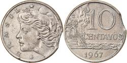 World Coins - Coin, Brazil, 10 Centavos, 1967, error clipped planchet,