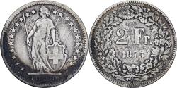 World Coins - Switzerland, 2 Francs, 1875, Bern, Silver, , KM:21