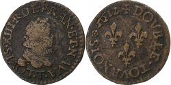 World Coins - France, Louis XIII, Double Tournois, 1612, Nantes, Copper,