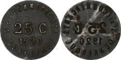 World Coins - France, Société des Commerçants de Dunkerque, 25 Centimes, 1920,