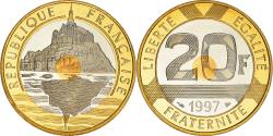 World Coins - Coin, France, Mont Saint Michel, 20 Francs, 1997, Paris, Proof,