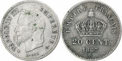 World Coins - France, Napoleon III, 20 Centimes, Napoléon III, 1867, Strasbourg, Silver