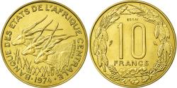 World Coins - Coin, Central African States, 10 Francs, 1974, Paris, , Aluminum-Bronze