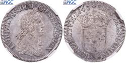 World Coins - France, Louis XIII, 1/4 Écu 2e poinçon de Warin, 1643, Paris, Silver, NGC, UNC