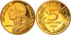 World Coins - Coin, France, Marianne, 5 Centimes, 1991, Paris, Proof,