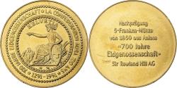 World Coins - Switzerland, Medal, 700 Ans de la Confédération, 1991, Copper-Nickel Gilt