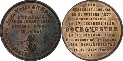 World Coins - Belgium, Medal, Jules Victor Anspach, Bourgmestre de Bruxelles, 1879, Copper