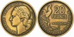 World Coins - France, 20 Francs, Guiraud, 1950, Beaumont - Le Roger, Aluminum-Bronze