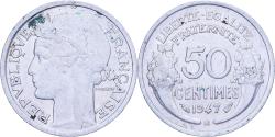 World Coins - France, 50 Centimes, Morlon, 1947, Beaumont - Le Roger, Aluminum,