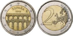 World Coins - Spain, 2 Euro, Aqueduct of Segovia, 2016, Madrid, Bi-Metallic,