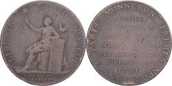 World Coins - France, Monneron de 2 Sols, 1791, Paris, Bronze,