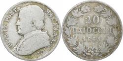 World Coins - ITALIAN STATES, PAPAL STATES, Pius IX, 20 Baiocchi, 1865, Rome, Silver