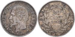 World Coins - France, Napoleon III, 20 Centimes, Napoléon III, 1855, Paris, Silver