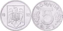 World Coins - Romania, 5 Lei, 1992, Nickel plated steel, , KM:114