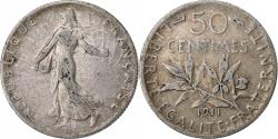 World Coins - France, 50 Centimes, Semeuse, 1911, Paris, Silver, , Gadoury:420, Le