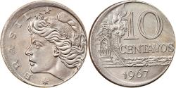 World Coins - Coin, Brazil, 10 Centavos, 1967, error off center strike,