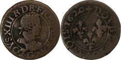 World Coins - France, Louis XIII, Double Tournois, 1620, Poitiers, Copper,