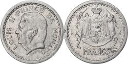 World Coins - Monaco, Louis II, 2 Francs, Undated (1943), Monnaie de Paris, Aluminum