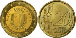 World Coins - Malta, 20 Euro Cent, 2008, Paris, Brass, , KM:129