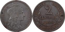 World Coins - France, 2 Centimes, Daniel-Dupuis, 1900, Paris, Bronze, , Gadoury:107
