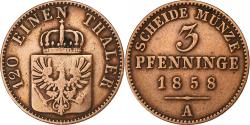World Coins - German States, PRUSSIA, Friedrich Wilhelm IV, 3 Pfennig, 1858, Berlin, Copper