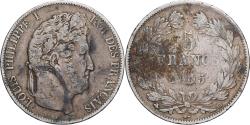 World Coins - France, Louis Philippe I, 5 Francs, 1845, Strasbourg, Silver,