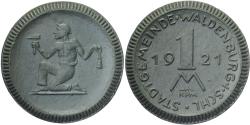 World Coins - Weimar Republic, Stadt Waldenburg, 1 Mark, 1921, , Porcelain