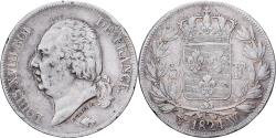World Coins - France, Louis XVIII, 5 Francs, Louis XVIII, 1824, Lille, Silver,