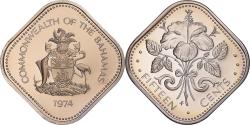 World Coins - Coin, Bahamas, Elizabeth II, 15 Cents, 1974, Franklin Mint, Proof,