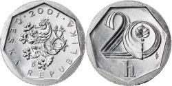 World Coins - Coin, Czech Republic, 20 Haleru, 2001, Jablonec nad Nisou, , Aluminum