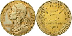 World Coins - France, 5 Centimes, Marianne, 1987, Paris, Aluminum-Bronze,