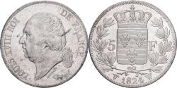 World Coins - France, Louis XVIII, 5 Francs, 1824, Lille, Silver, , Gadoury:614